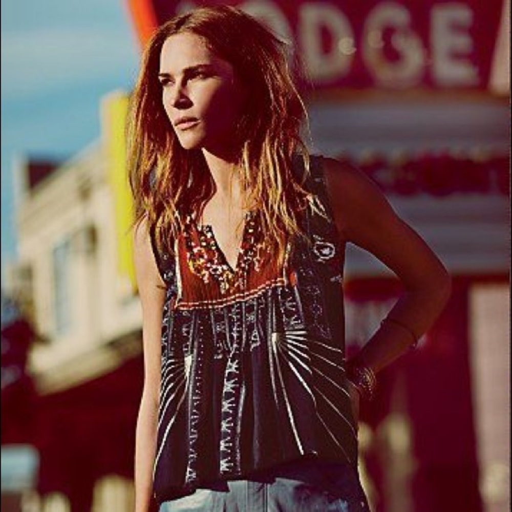 FP ONE hippie/bohemian sun rays tied back tank